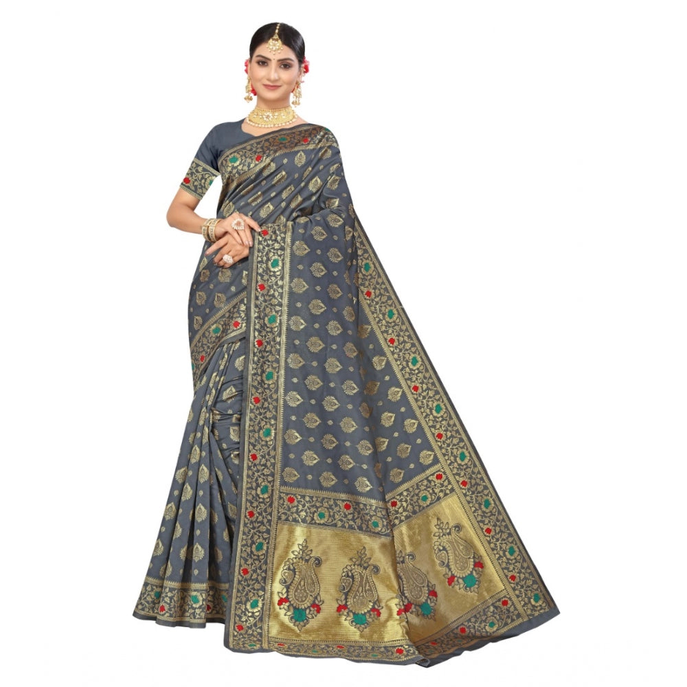 Banarasi Silk Designer Weaving Saree With Unstitched Blouse