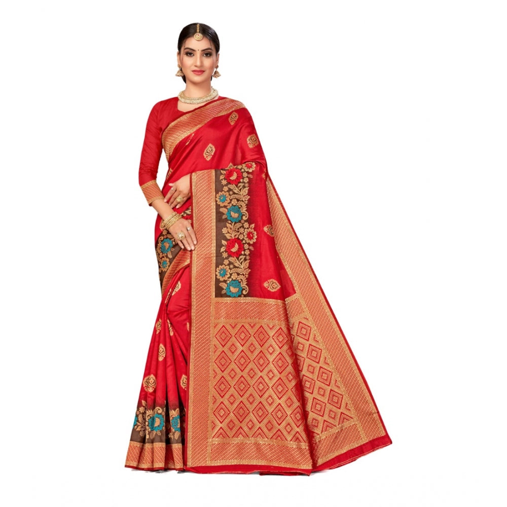 Banarasi Silk Designer Weaving Saree With Unstitched Blouse