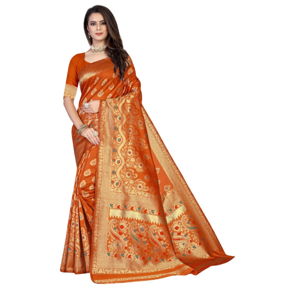 Banarasi Silk Designer Weaving Saree With Unstitched Blouse