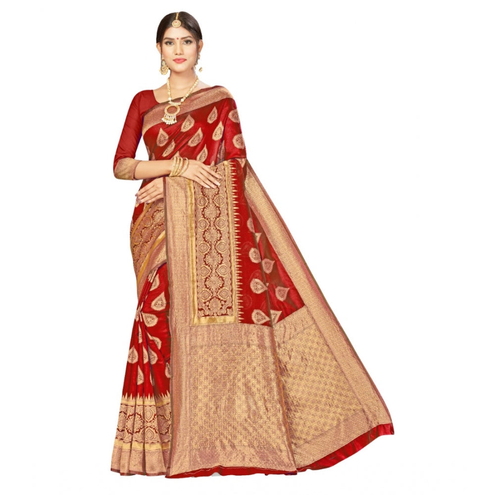 Banarasi Silk Designer Weaving Saree With Unstitched Blouse