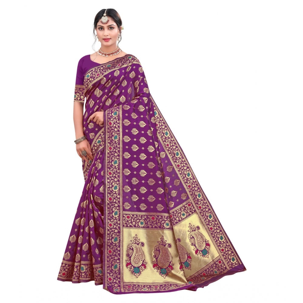 Banarasi Silk Designer Weaving Saree With Unstitched Blouse