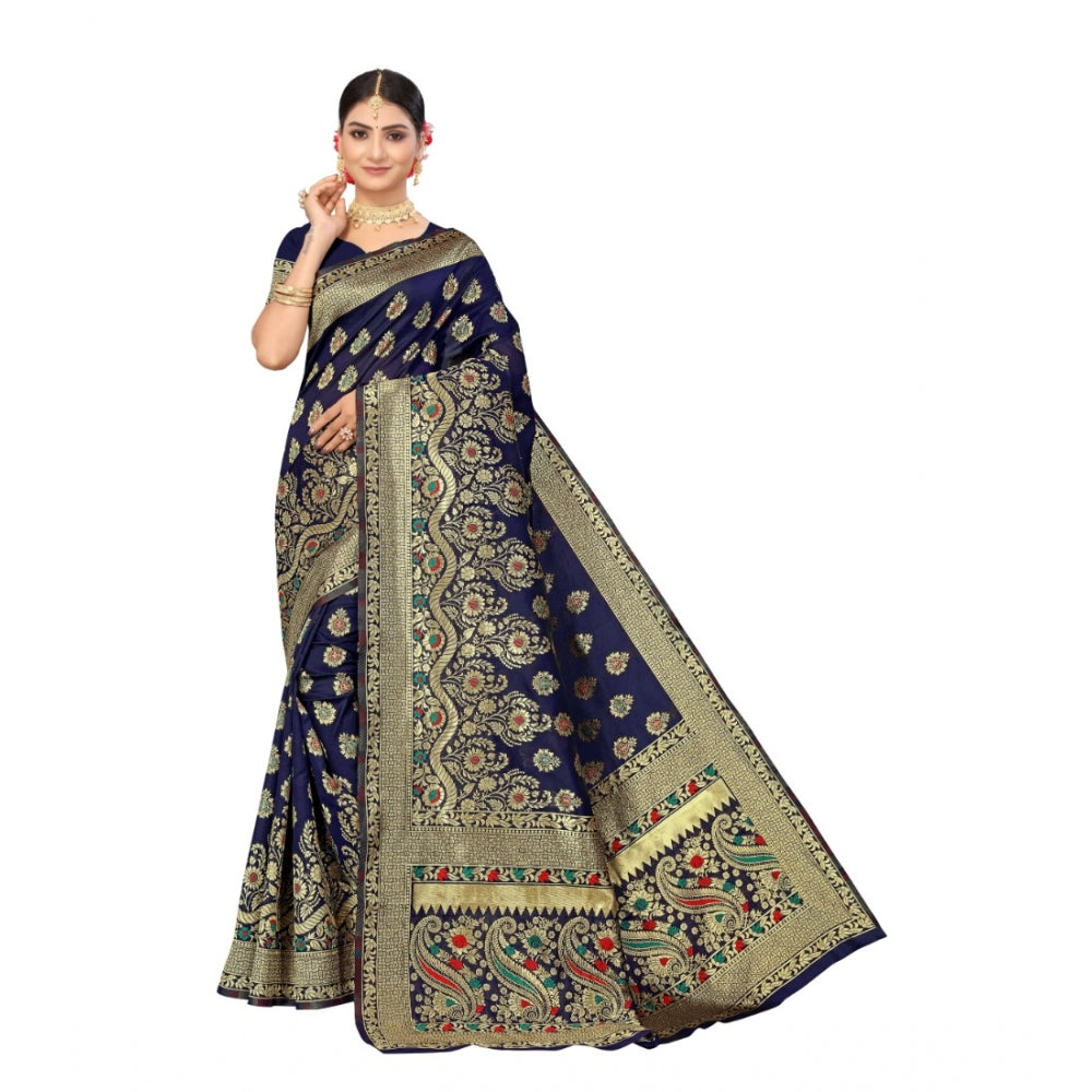 Banarasi Silk Designer Weaving Saree With Unstitched Blouse