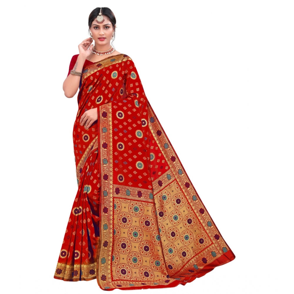 Banarasi Silk Designer Weaving Saree With Unstitched Blouse