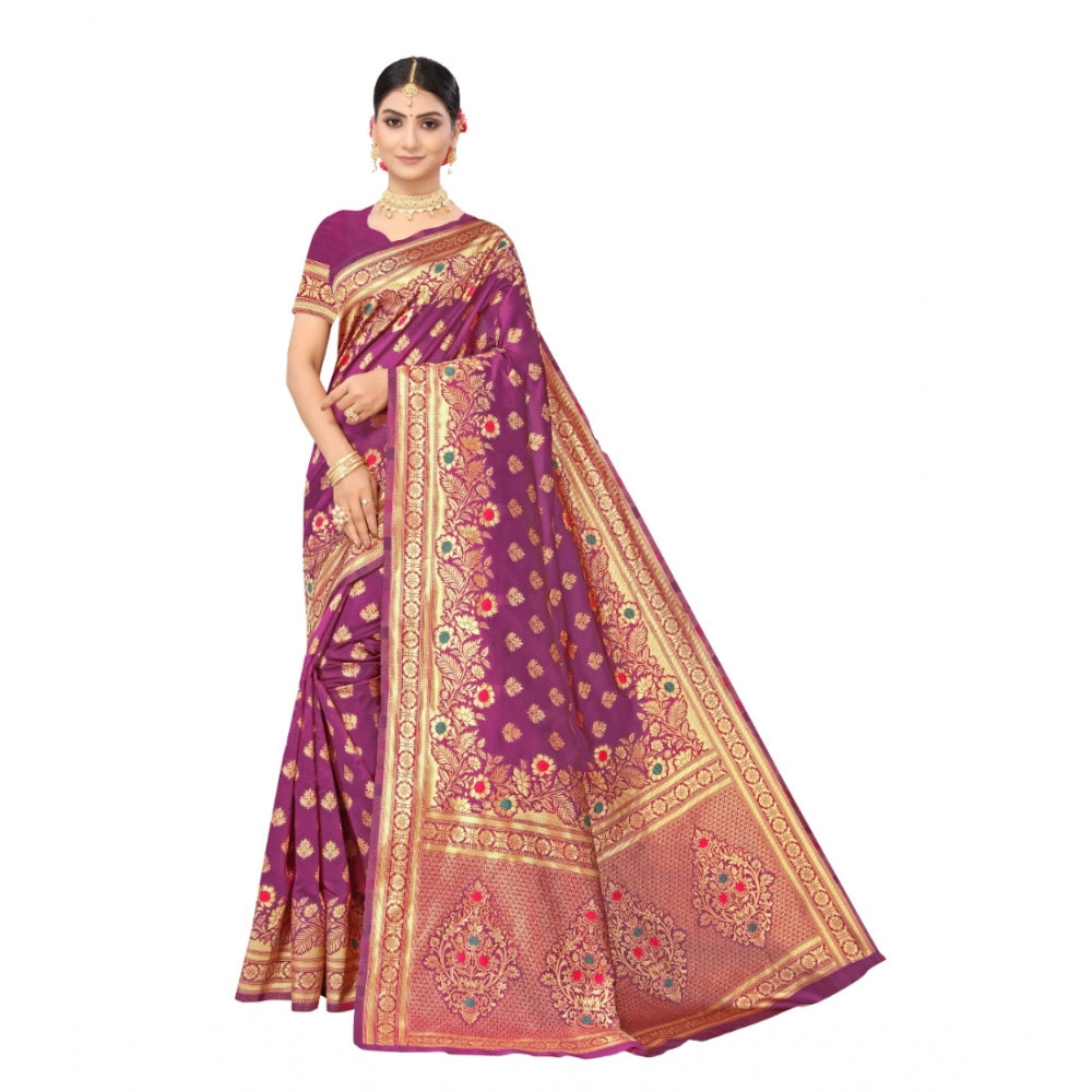 Banarasi Silk Designer Weaving Saree With Unstitched Blouse