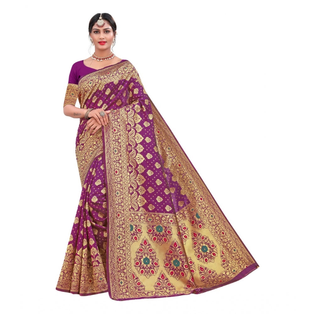 Banarasi Silk Designer Weaving Saree With Unstitched Blouse