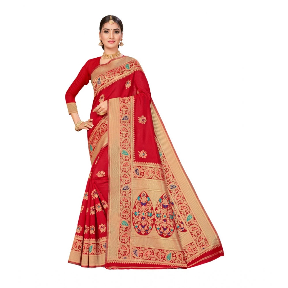 Banarasi Silk Designer Weaving Saree With Unstitched Blouse