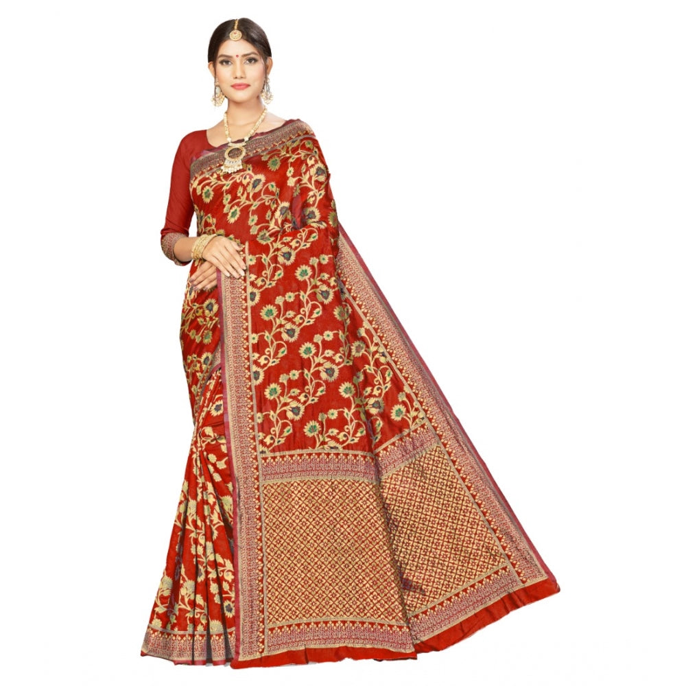 Banarasi Silk Designer Weaving Saree With Unstitched Blouse