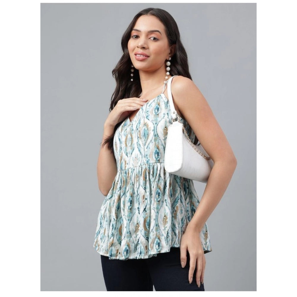 Casual Sleeveless Printed Cotton Top