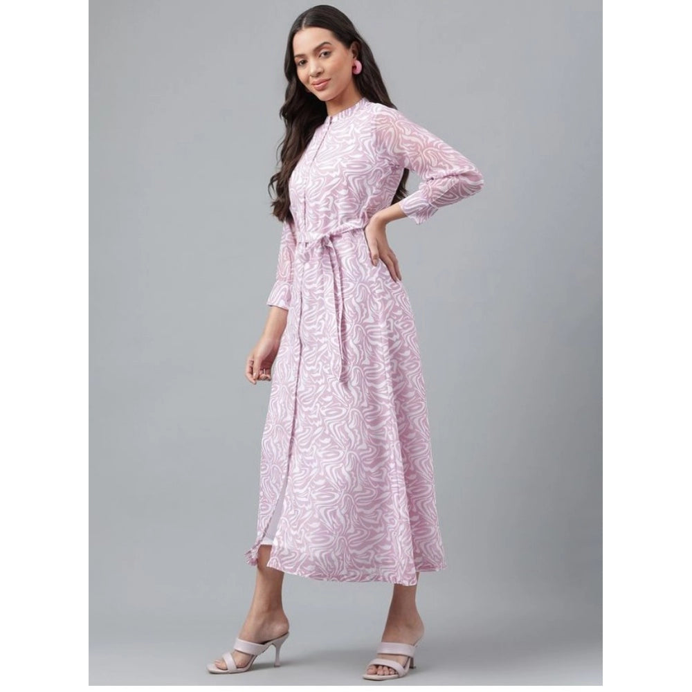 Casual 3-4th Sleeve Printed Georgette Dress