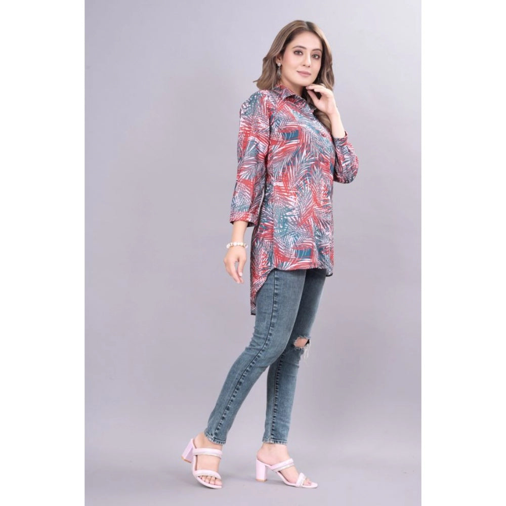 Casual 3-4th Sleeve Printed Crepe Tunic