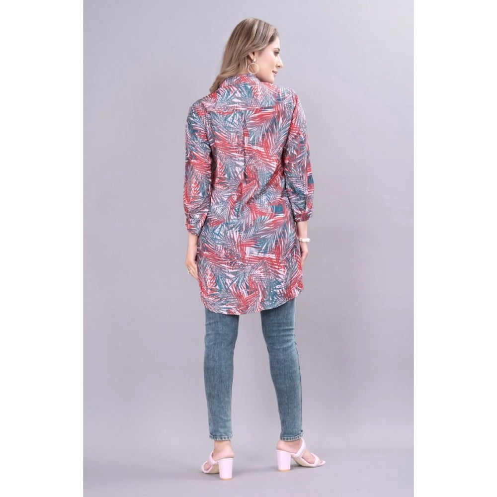 Casual 3-4th Sleeve Printed Crepe Tunic