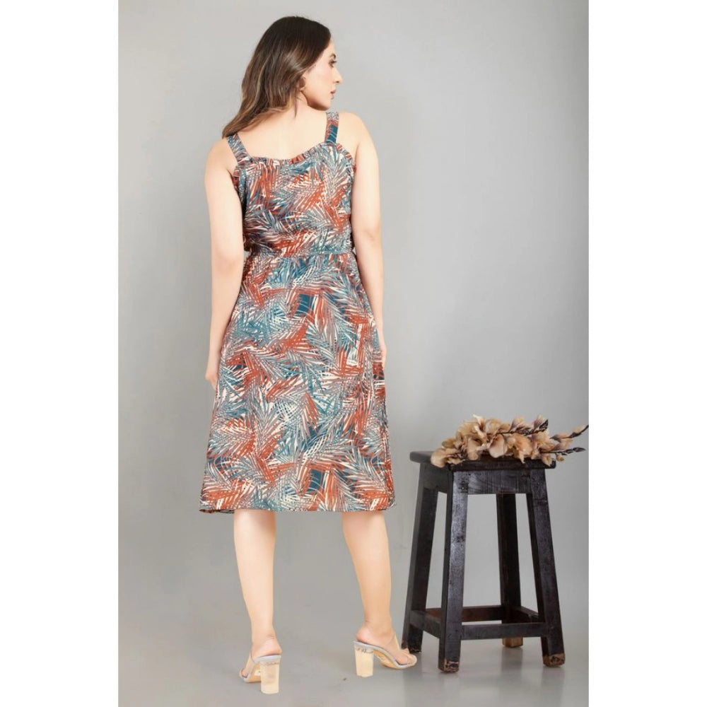 Casual Sleeveless Printed Crepe Dress