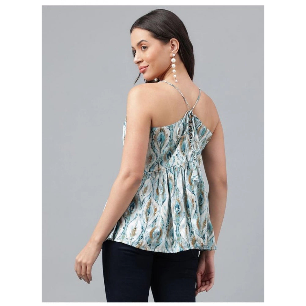 Casual Sleeveless Printed Cotton Top