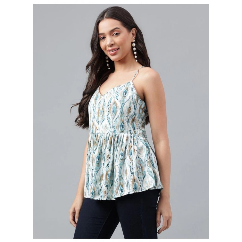 Casual Sleeveless Printed Cotton Top