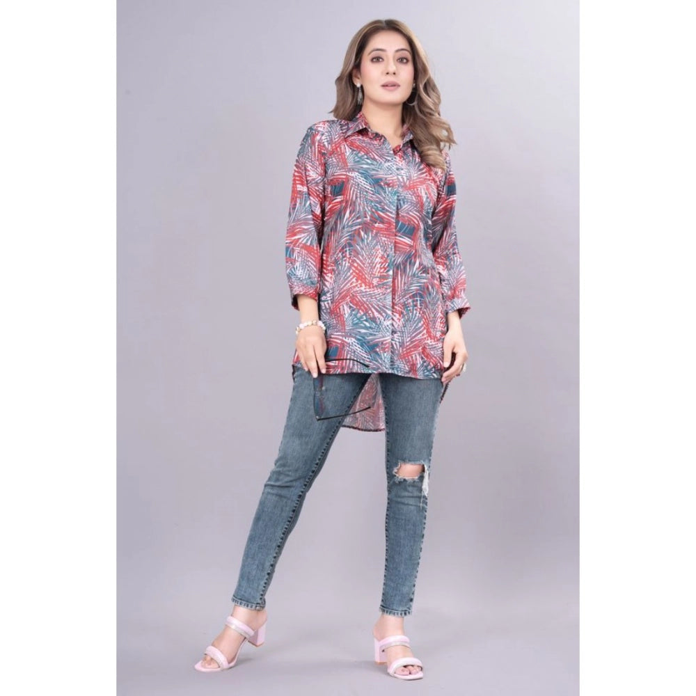 Casual 3-4th Sleeve Printed Crepe Tunic