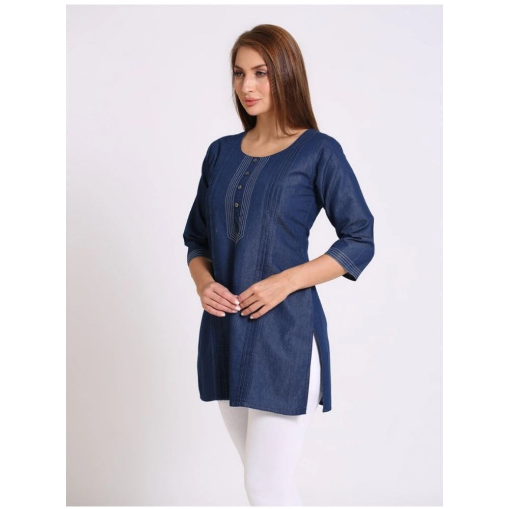 Casual Denim Solid 3-4th sleeve Kurti