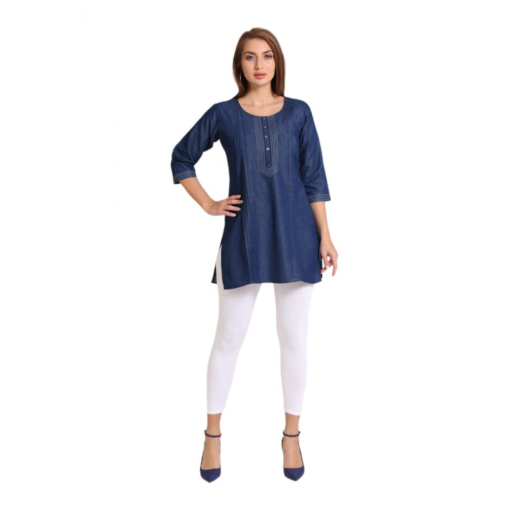 Casual Denim Solid 3-4th sleeve Kurti