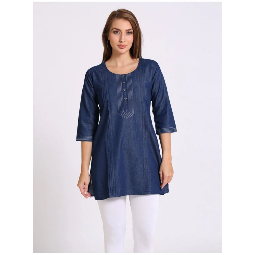 Casual Denim Solid 3-4th sleeve Kurti