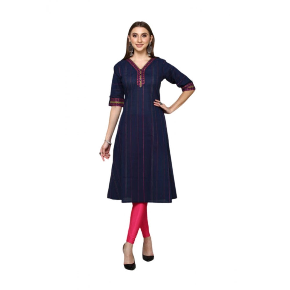 Casual Cotton Stripes 3-4th sleeve Straight Kurti