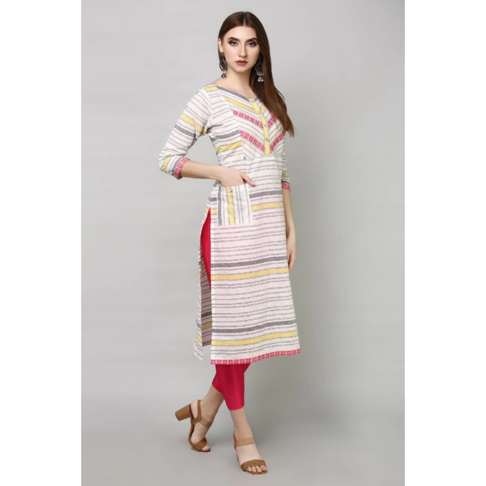 Casual Cotton Striped 3-4th sleeve Straight Kurti