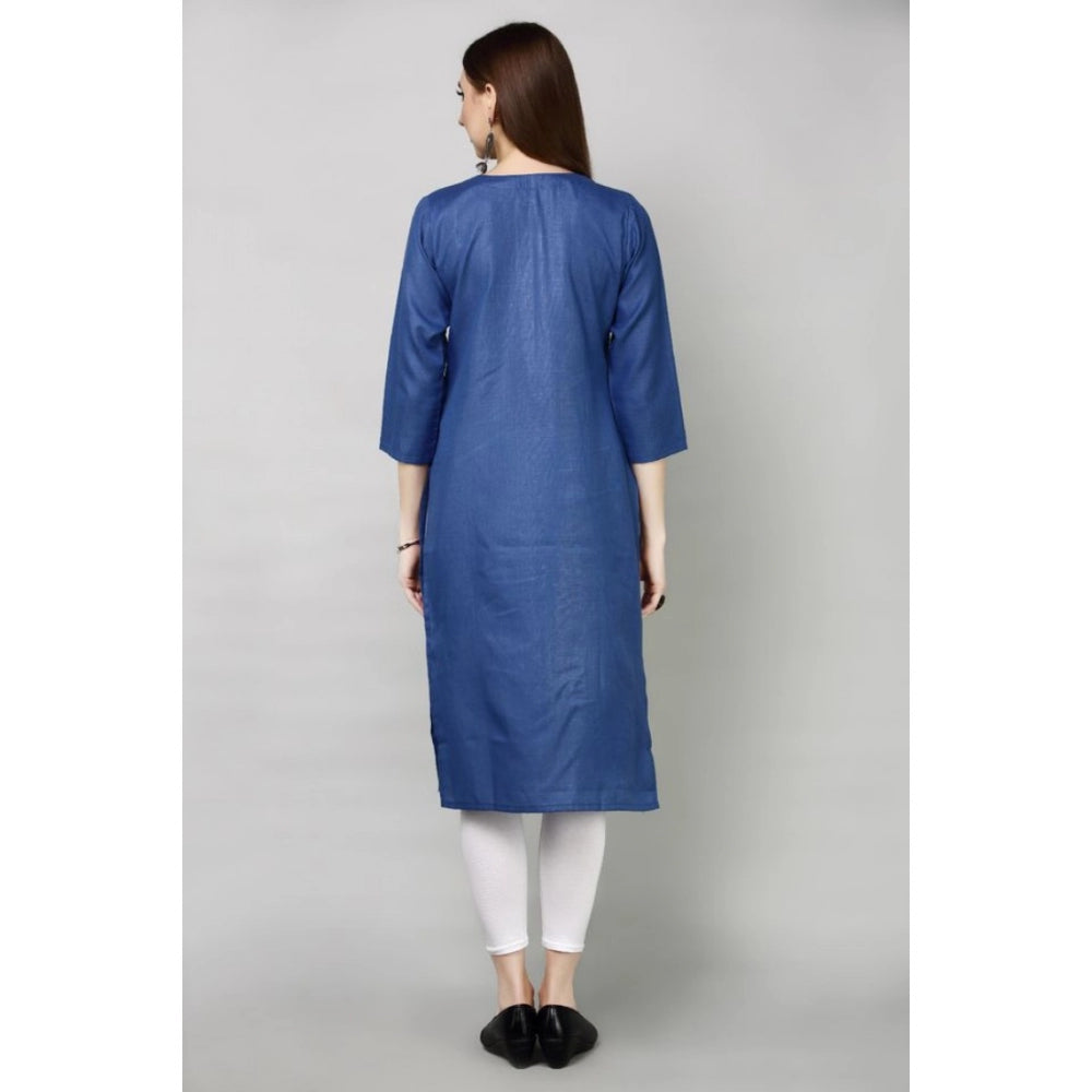 Casual Cotton Embroidery 3-4th sleeve Straight Kurti