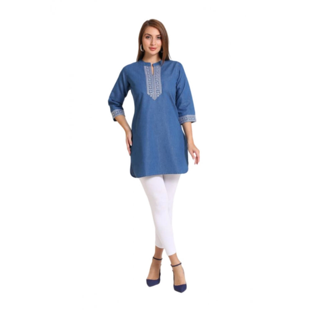 Casual Denim Embroidery 3-4th sleeve Kurti