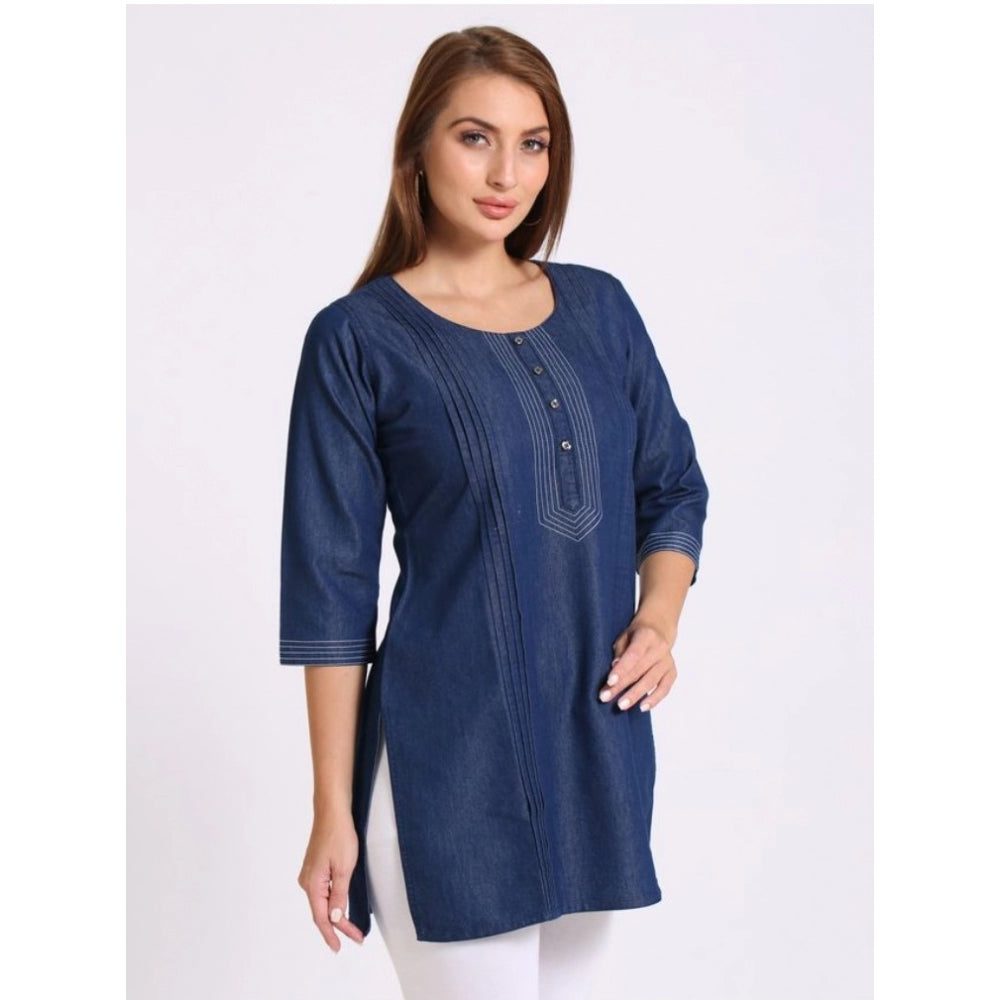 Casual Denim Solid 3-4th sleeve Kurti