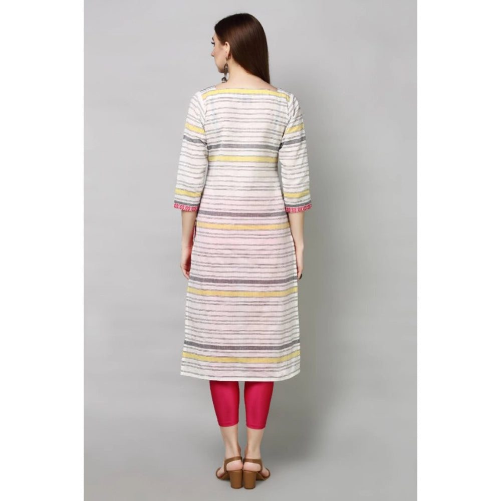 Casual Cotton Striped 3-4th sleeve Straight Kurti