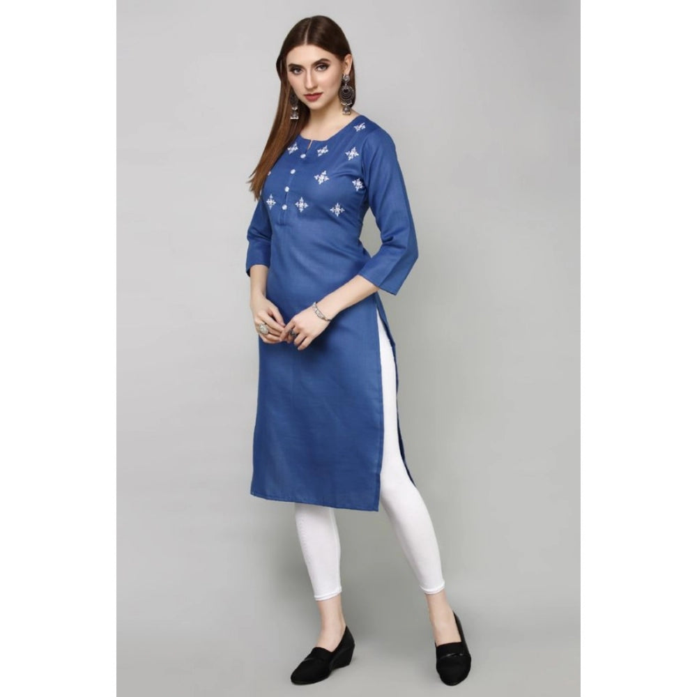 Casual Cotton Embroidery 3-4th sleeve Straight Kurti