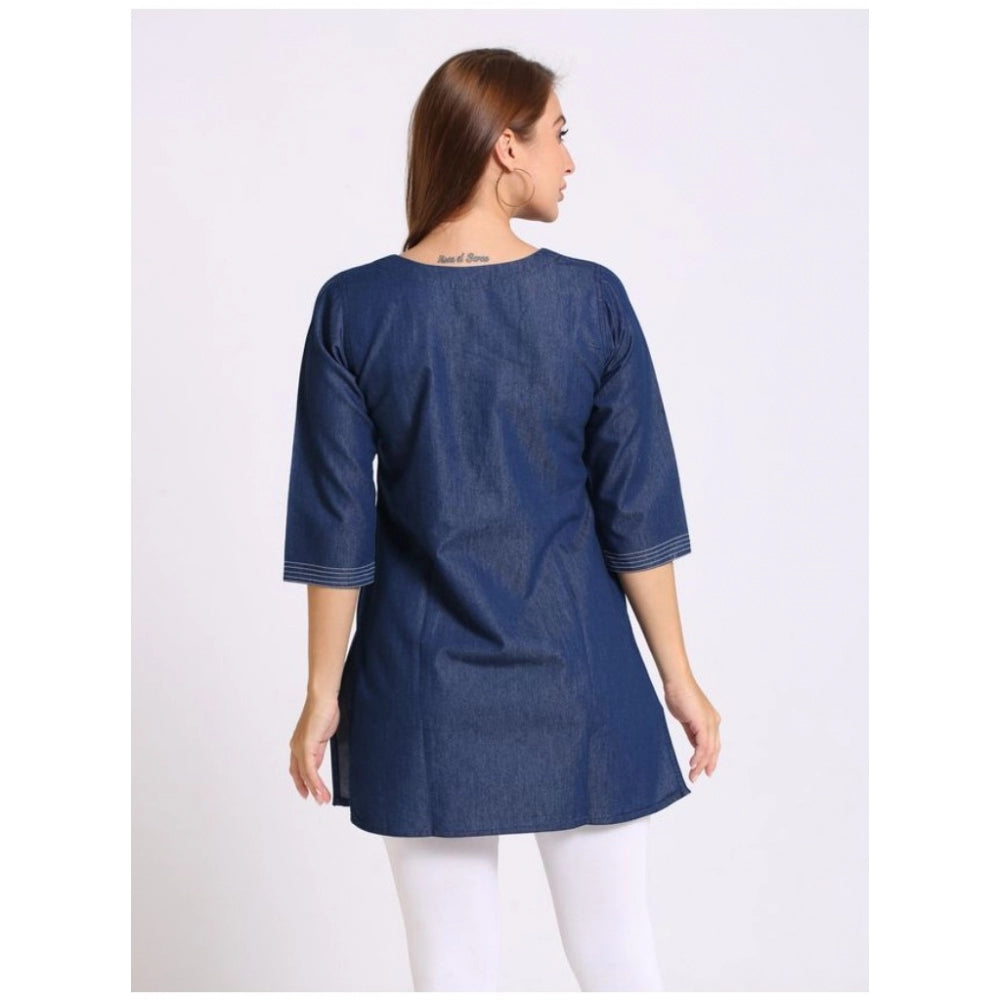 Casual Denim Solid 3-4th sleeve Kurti