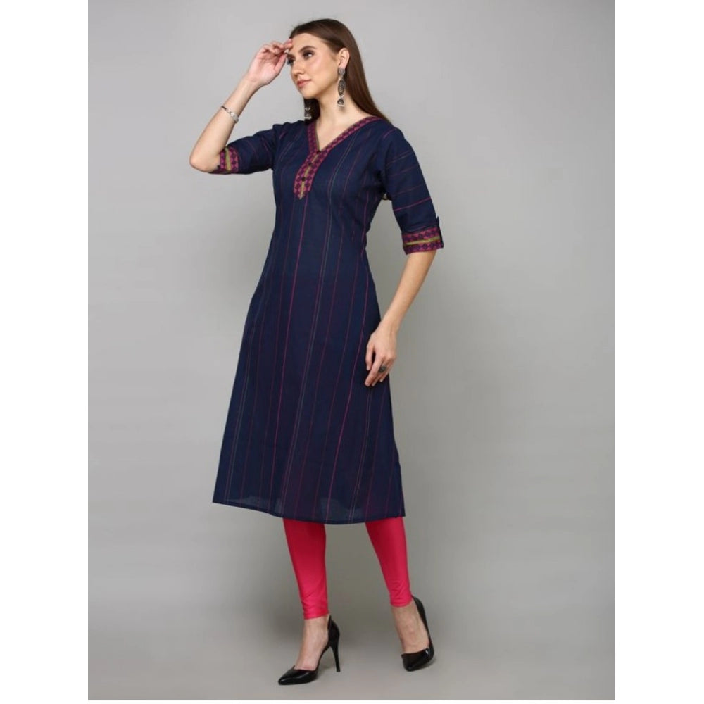 Casual Cotton Stripes 3-4th sleeve Straight Kurti