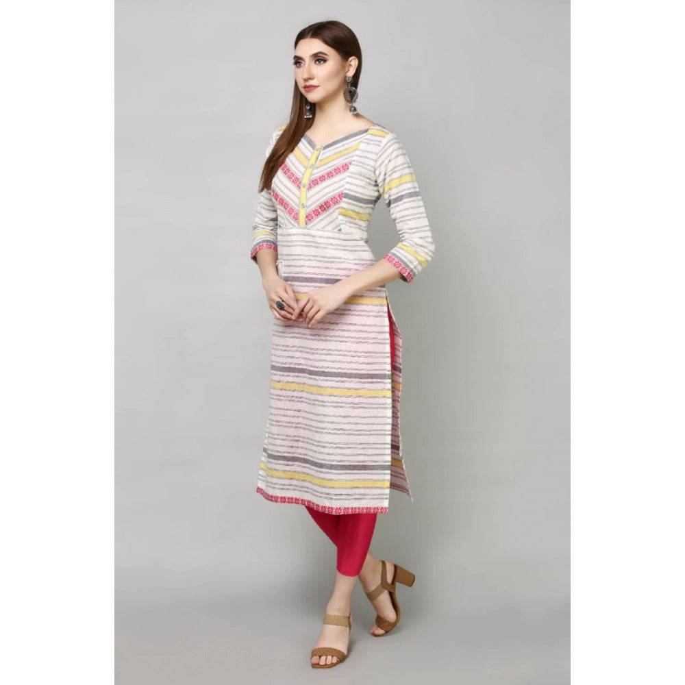 Casual Cotton Striped 3-4th sleeve Straight Kurti