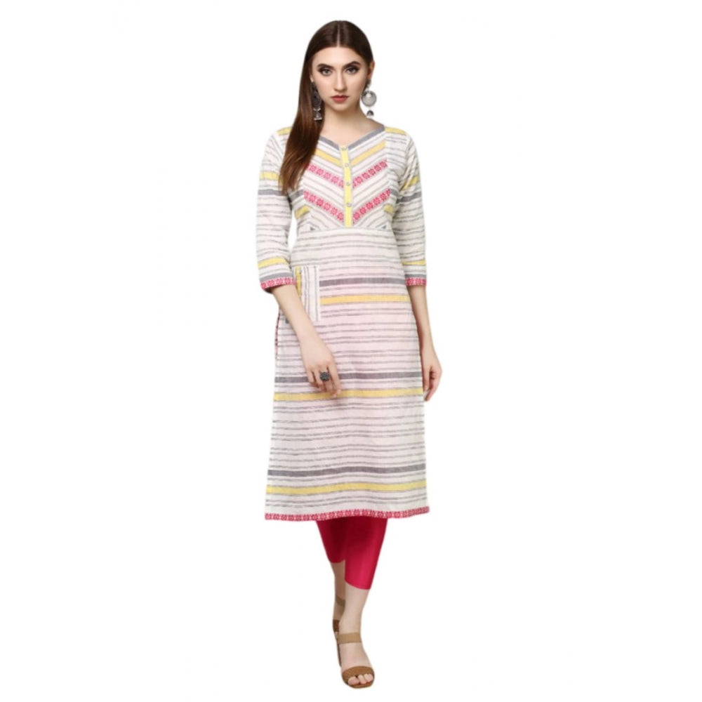 Casual Cotton Striped 3-4th sleeve Straight Kurti