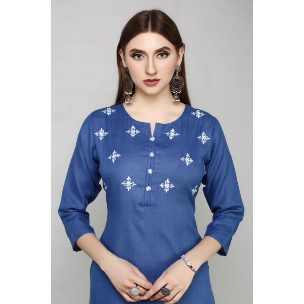 Casual Cotton Embroidery 3-4th sleeve Straight Kurti