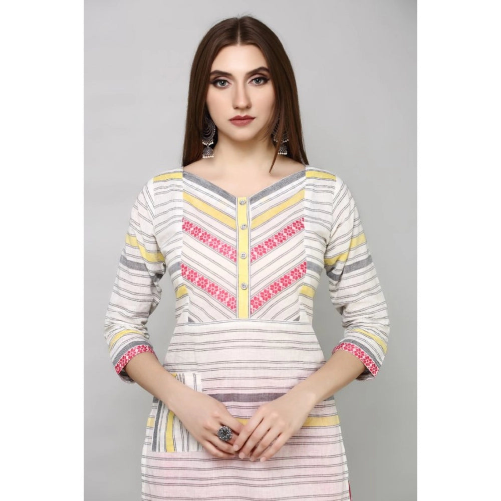 Casual Cotton Striped 3-4th sleeve Straight Kurti