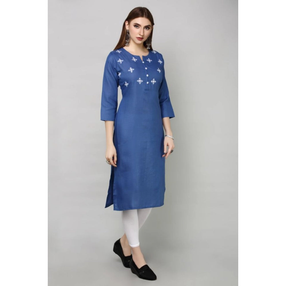 Casual Cotton Embroidery 3-4th sleeve Straight Kurti