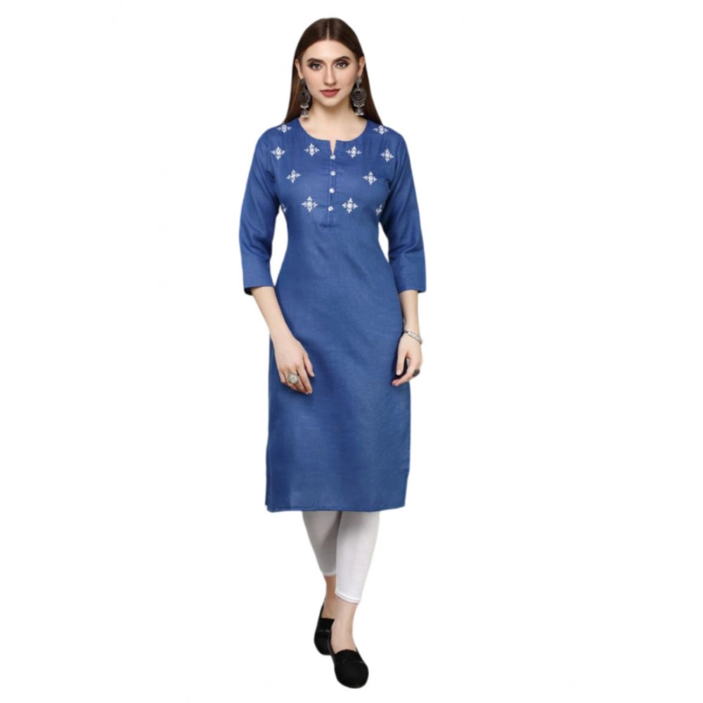 Casual Cotton Embroidery 3-4th sleeve Straight Kurti