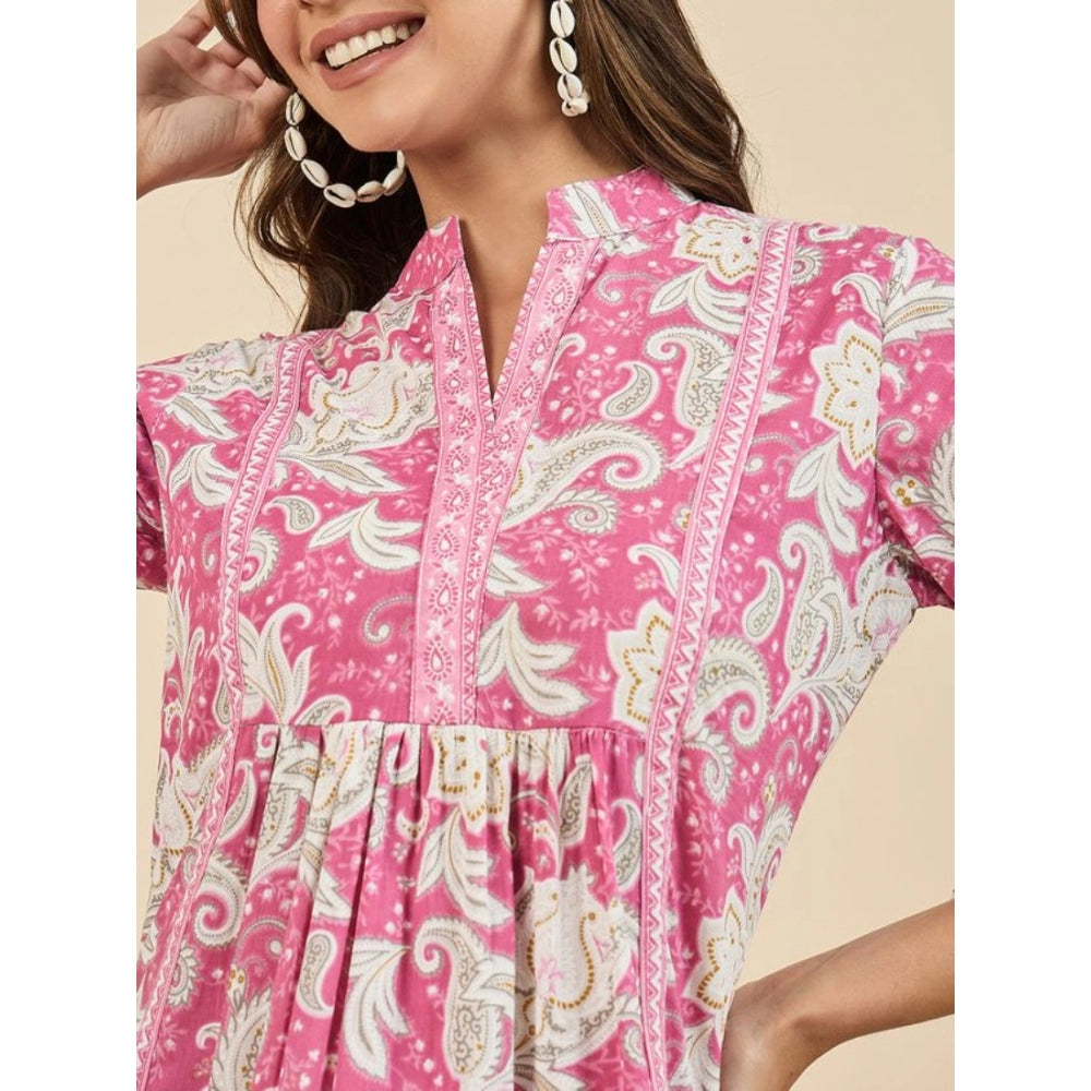 Casual Cotton Floral Printed 3-4th Sleeve Western Wear Top