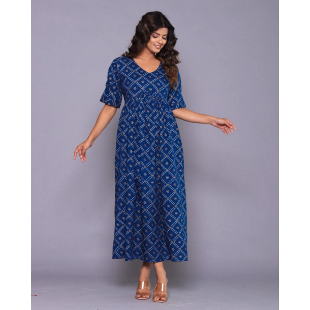 Casual Viscose Rayon Half Sleeve Alia Cut Gown