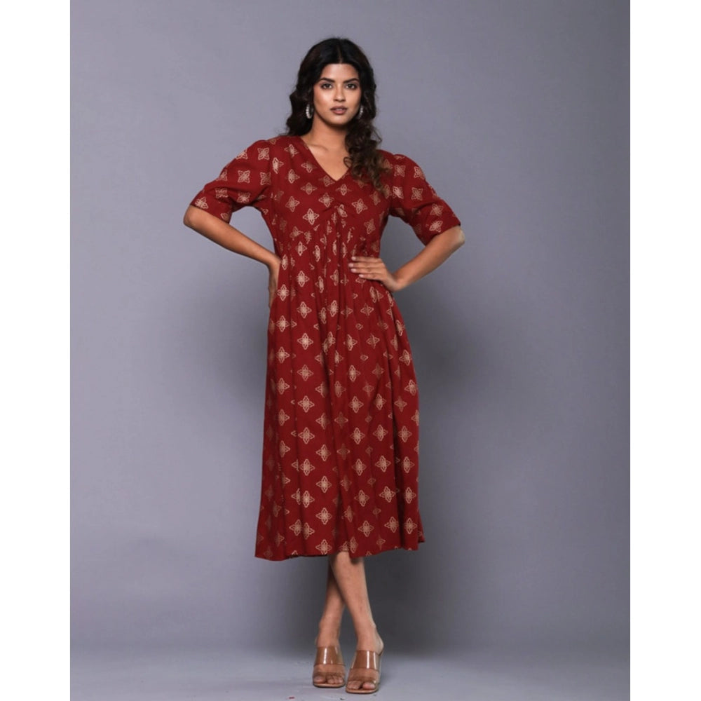 Casual Viscose Rayon Half Sleeve Alia Cut Gown