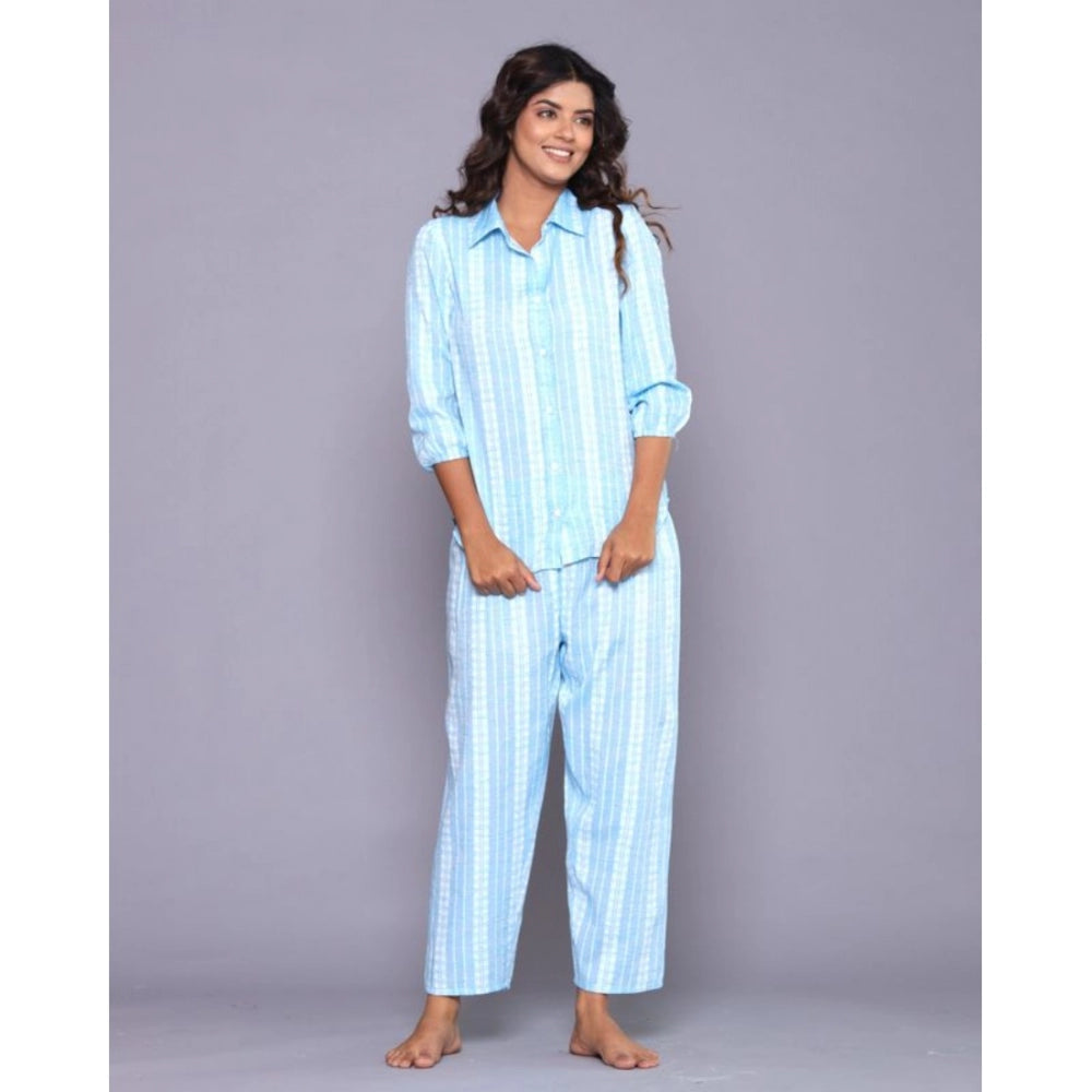 Casual Cotton 3-4th Sleeve Full Night Suit Set