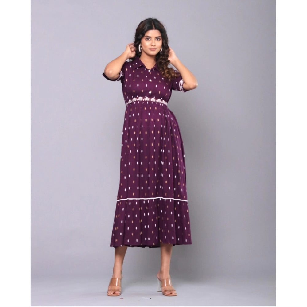 Casual Viscose Rayon Half Sleeve A-line Gown