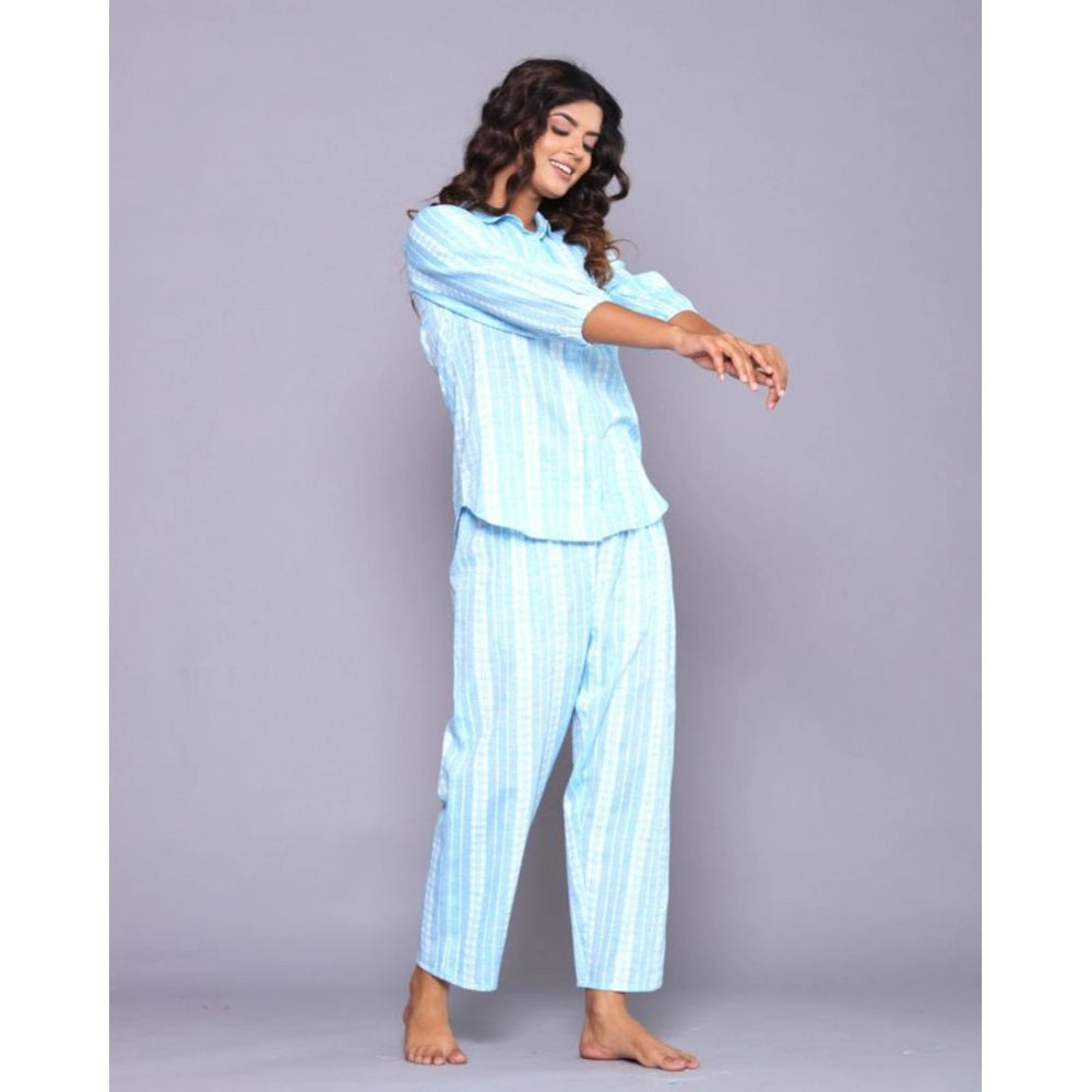 Casual Cotton 3-4th Sleeve Full Night Suit Set