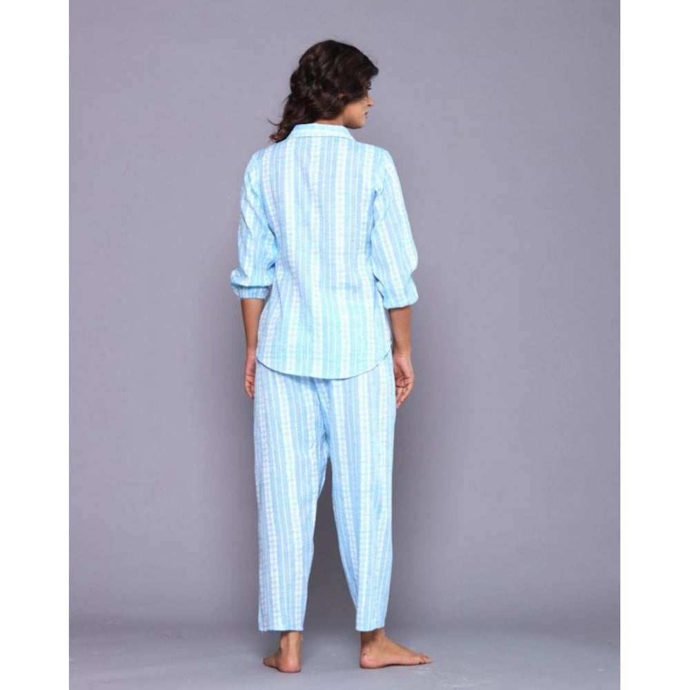 Casual Cotton 3-4th Sleeve Full Night Suit Set