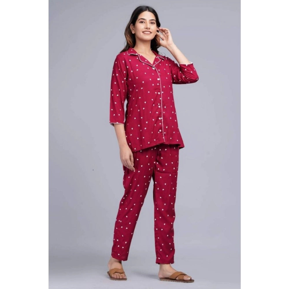 Casual Rayon 3-4th Sleeve Night Suit Set