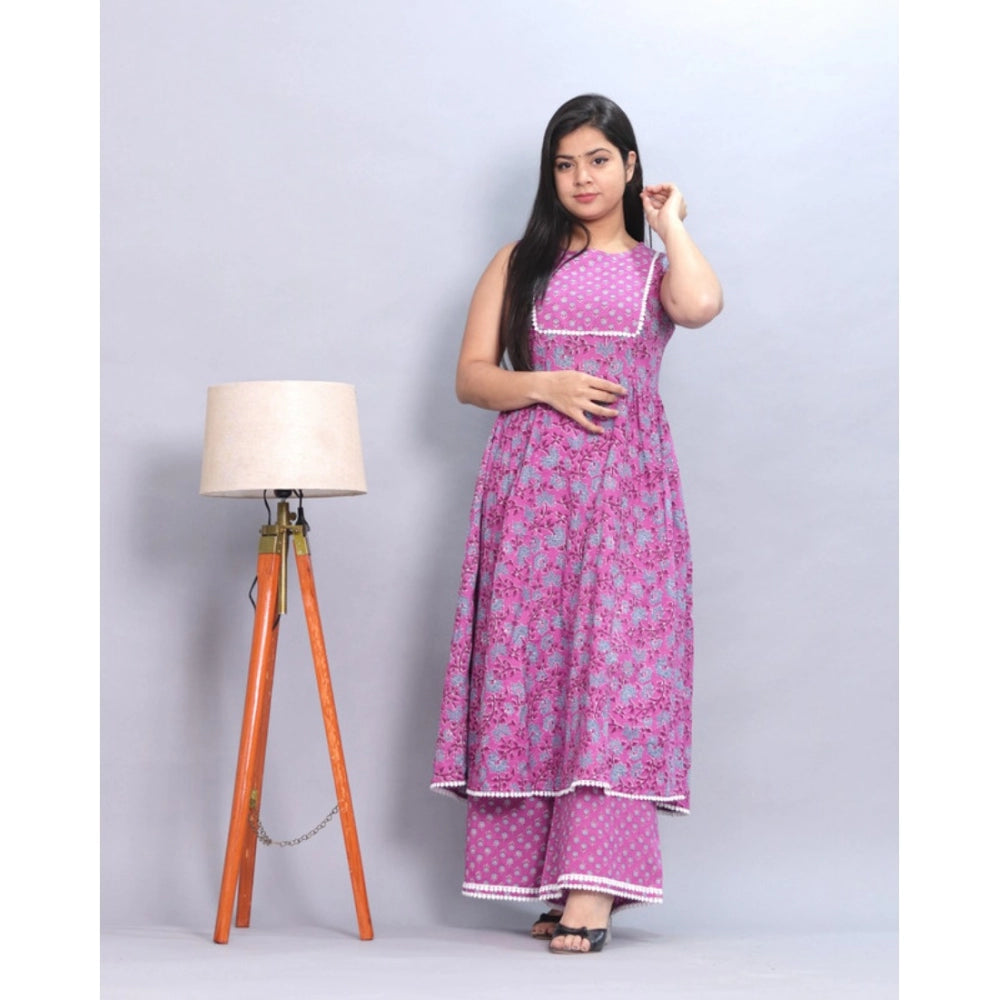 Casual Cotton Sleeve Less Kurti Palazzo Set