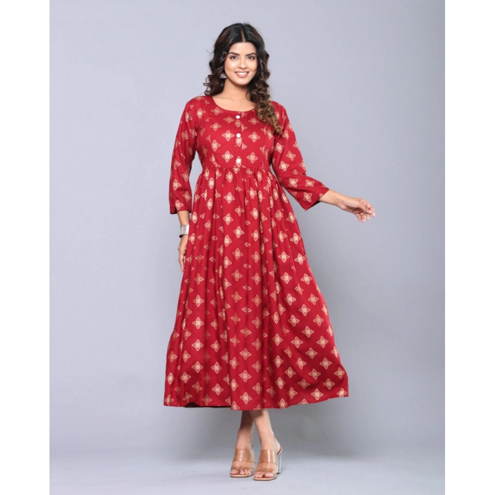 Casual Viscose Rayon 3-4th Sleeve Maternity Kurti