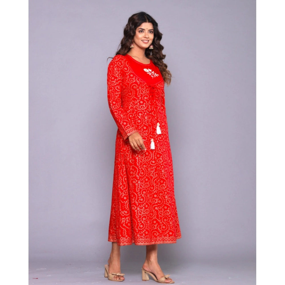 Casual Viscose Rayon 3-4th Sleeve A-line Gown