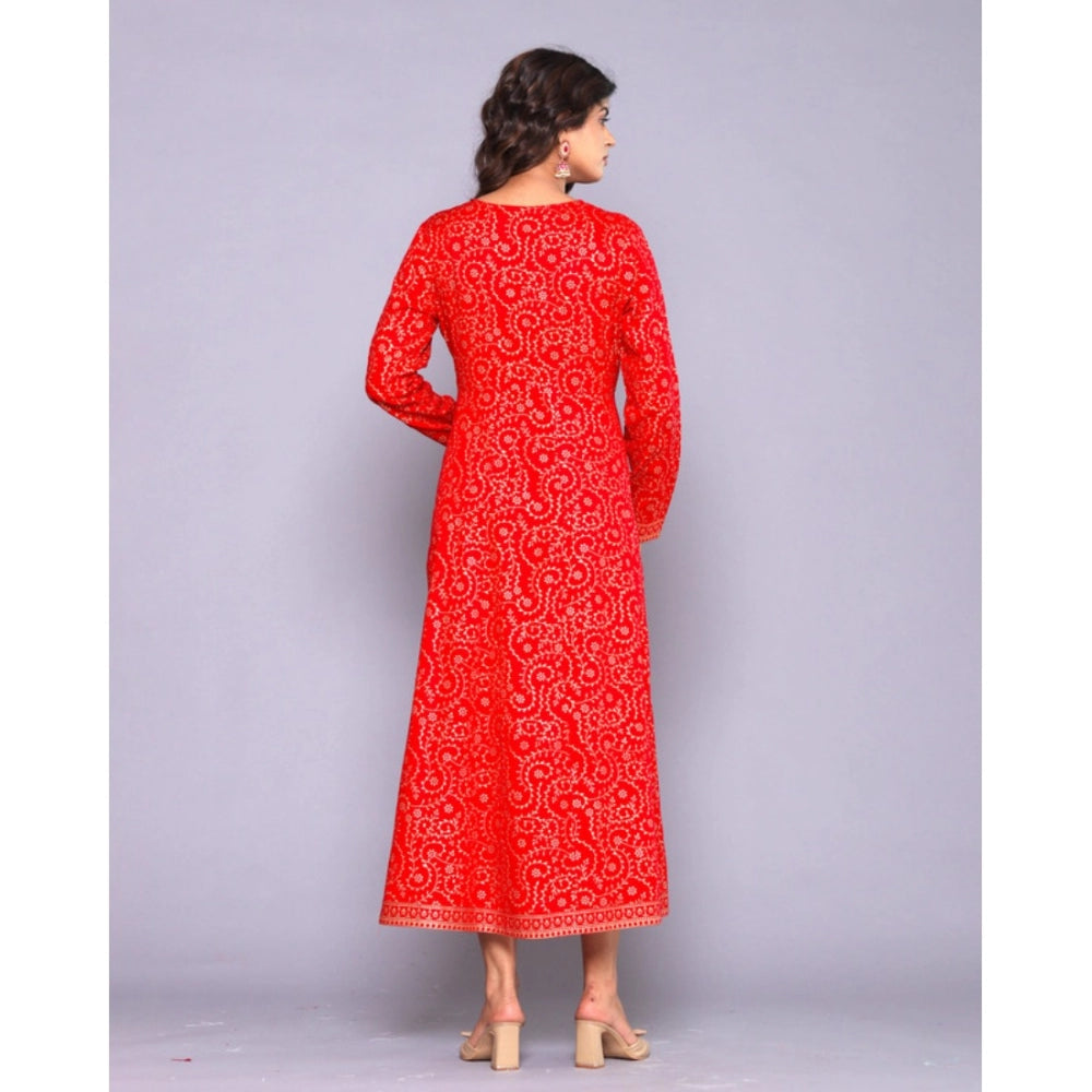 Casual Viscose Rayon 3-4th Sleeve A-line Gown