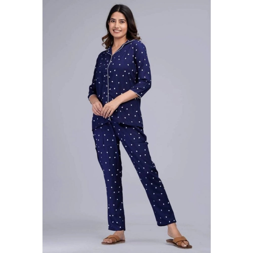 Casual Rayon 3-4th Sleeve Night Suit Set